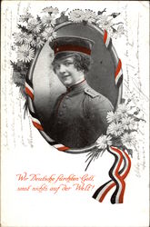 Woman in Uniform Postcard