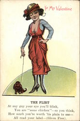 The Flirt Valentine Woman and Dog Postcard