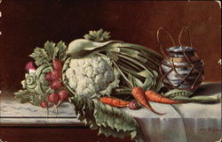 Vegetables on Table with Urn Postcard Postcard