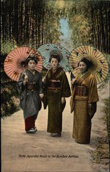 Three Japanese Maids in the Bamboo Avenue Asian Postcard Postcard