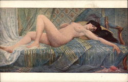 "Nonchalance" - Nude Woman Reclining Postcard