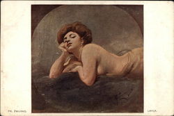 Nude Woman Lying on Stomach Women Postcard Postcard