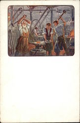 Metal Workers Making a Sword Men Postcard Postcard