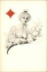 Queen of Diamonds Sketch Postcard