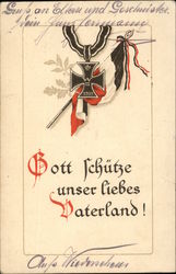 German Iron Cross Medal and a Flag 1914 World War I Postcard Postcard