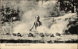 Byragy (Bairagi) Praying Sun Around Fire India Postcard Postcard