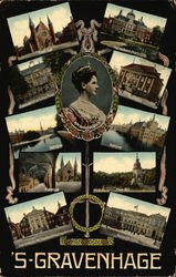 H.M. Koningin Wilhelmina and Views of the Hague Postcard