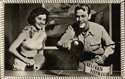 Man and Woman Playing Ping Pong Postcard