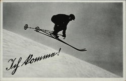 Skier Making a Jump Postcard