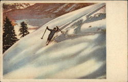 Snow Skier on Downhill Pass Skiing Postcard Postcard