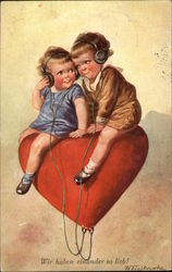 We have Each Other! Children on Red Heart Postcard