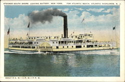 Steamer South Shore leaving Battery, New York for Atlantic Beach, NJ Postcard