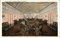 Lounge Room of Steamer Greater Detroit Postcard