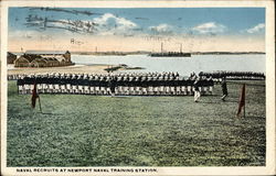 Naval Recruits at Newport Naval Training Station Navy Postcard Postcard