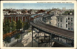 Elevated R. R. Curve at 110th Street, New York Postcard