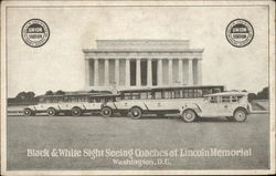 Black & White Sight Seeing Coaches at Lincoln Memorial, Washington, D.C Postcard