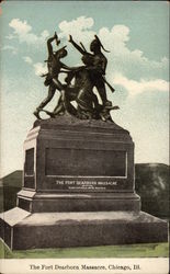 Statue Commemorating the Fort Dearborn Massacre Postcard