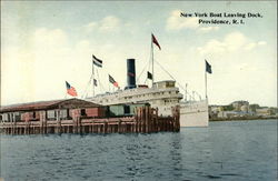 New York Boat Leaving Dock, Providence, R.I Postcard