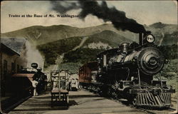 Trains at the Base of Mt. Washington Postcard