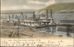 Ohio River Scene - Huntington, West Virginia Riverboats Postcard Postcard