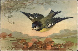 Watercolor of Blue and Yellow Bird Flying Birds Postcard Postcard