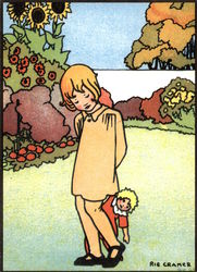 A Child and her Doll Children Postcard Postcard