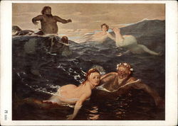 Devils and Beautiful Ladies.Ladies in Distress caught in Water Postcard