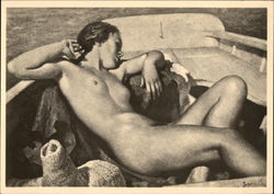 Nude Woman Reclining in Boat Risque & Nude Postcard Postcard