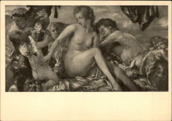 "Mars and Venus" - Nude with Cherubs Risque & Nude Postcard Postcard