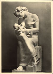 Statue of "Mother with Child" - Nursing at Mother's Breast Risque & Nude Postcard Postcard