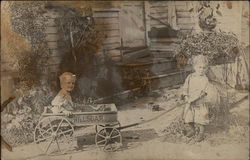 Children Playing with Soap Wagon Postcard Postcard