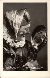 Clowin Looking in Mirror Postcard