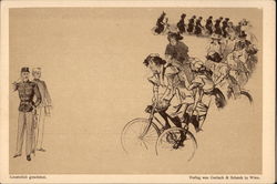 People on Bicycles Postcard