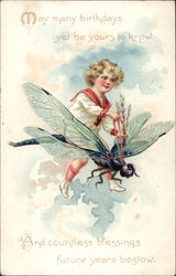 May Many Birthdays yet be Yours to Know And Countless Blessings Future Years Bestow Fantasy Postcard Postcard