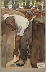 Soldiers Digging Trenches - Fedpost World War I Postcard Postcard