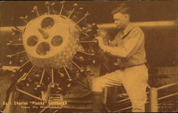 Capt. Charles "Plucky" Lindburgh Tunes His Motor Celebrities Arcade Card Arcade Card Arcade Card