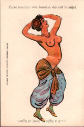 Erotic French Work A Light - Topless Woman Dancing Risque & Nude Postcard Postcard