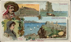 Lisbon, Portugal - King's Castle, Belem's Castle, Lisbon Lady, A Sportan Trade Card