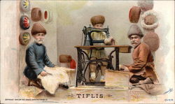 Tiflis - Ad for Singer Sewing Machines showing Three Mern Sewing Hats Trade Card