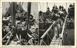 Seabee at Sea & at Disembarkation Point, Greetings from Camp Peary, VA Navy Postcard Postcard