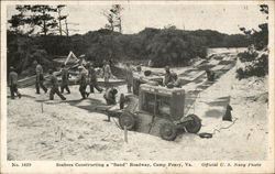 Seabeas Constructing a "Sand" Roadway, Camp Peary VA Navy Postcard Postcard