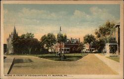 Scene in Front of Headquarters at Fort Monroe Virginia Postcard Postcard