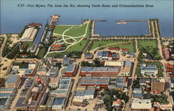 Aerial View Showing Yacht Basin & Caloosahatchee River Fort Myers, FL Postcard Postcard