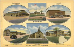 Camp Cooke: Field House, Headquarters, Theater, Officers Quarters, Chapel & Service Club Vandenberg Air Force Base, CA Postcard Postcard