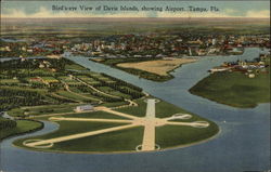 Bird's-eye View of Davis Islands, Showing Airport Tampa, FL Postcard Postcard