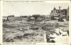 The Great New England Hurricane of 1938, Wreckage Looking up Beach Street Postcard