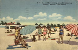 Sun and Surf Bathing along Beautiful Gulf Beaches Postcard