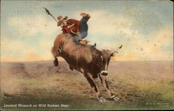 Leonard Womach on Wild Brahma Steer Postcard