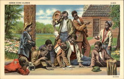 "Seben Come Eleben" - Group of Black Boys Rolling Dice Black Americana Postcard Postcard