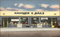 Street View of Hammer & Nails Hardware Store Postcard